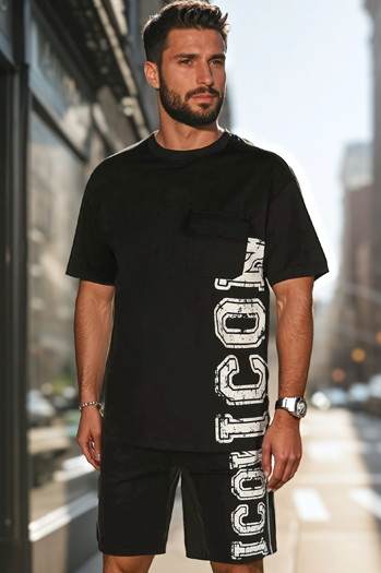 Moški potiskani komplet črne barve Dstreet AX0802