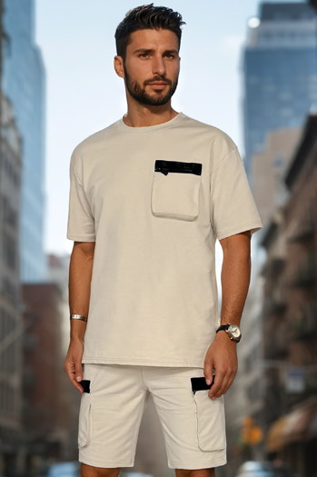 Moški hlačni komplet v barvi kakija Dstreet AX0809