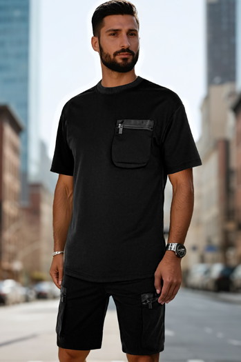 Moški komplet trenirke črne barve Dstreet AX0811