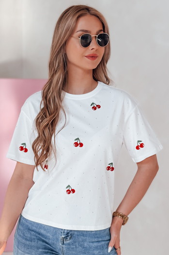 Ženska majica v češnji FRUTTIKA bela Dstreet RY2892