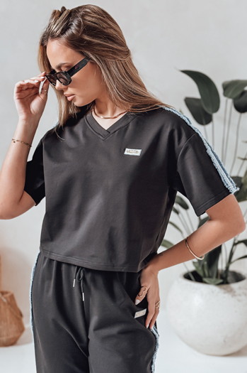 Ženski komplet športnih oblačil prevelike velikosti SPORT LIKE black Dstreet AY1146