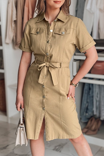 LOVE ME MIDI midi srajčna obleka bež Dstreet EY2594