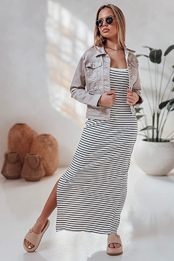 SUMMER LOVE one size maxi obleka bela in črna Dstreet EY2610