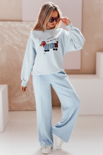 Ženska bluza z vezenino DOGSWEETY modra Dstreet BY1479