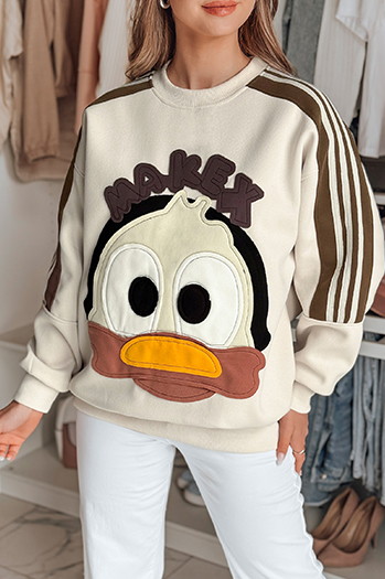 Ženska prevelika majica z našitki CUTE MAKEX beige Dstreet BY1492