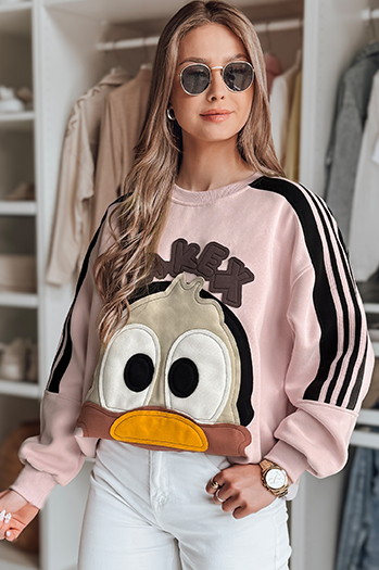 Ženska prevelika majica z našitki CUTE MAKEX roza Dstreet BY1493
