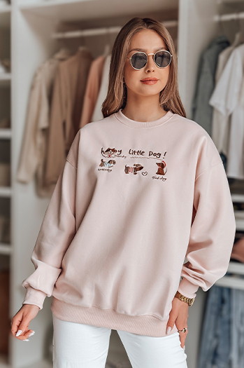 Ženska bluza prevelike velikosti z jazbečarji JAMNIKOVE roza Dstreet BY1497