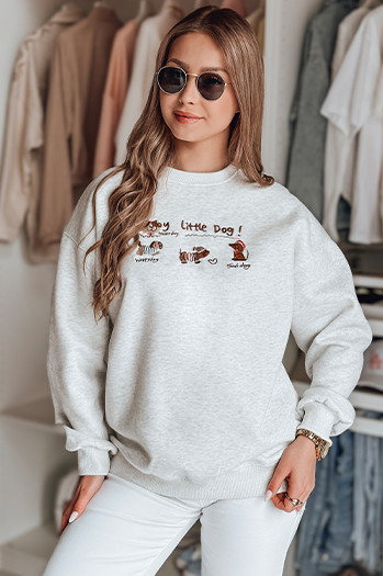 Ženska bluza prevelike velikosti z jazbečarji JAMNIKOVE siva Dstreet BY1499