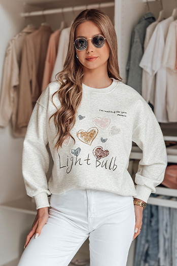 Ženska bluza prevelike velikosti s srčki PINKNOTE siva Dstreet BY1501