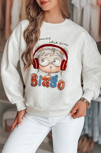 Ženska bluza s potiskom LALA VIBE siva Dstreet BY1503