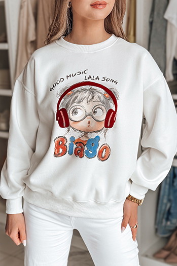Ženska bluza s potiskom LALA VIBE bela Dstreet BY1504