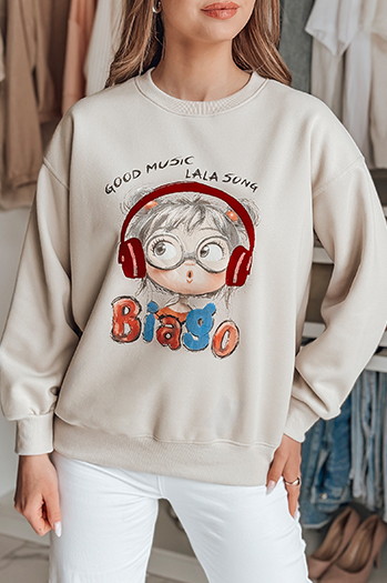 Ženska bluza s potiskom LALA VIBE beige Dstreet BY1506