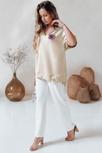 Ženska bluza prevelike velikosti SHINE LOVE beige Dstreet RY2914