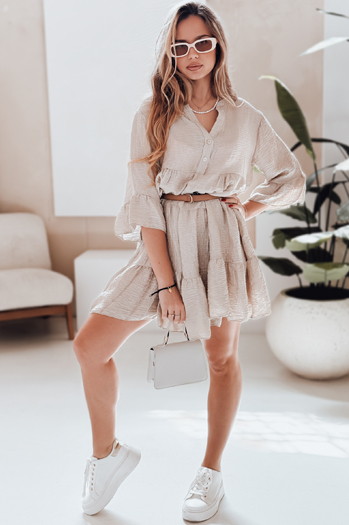 Poletna muslinska obleka LYVONNE light beige Dstreet EY2615