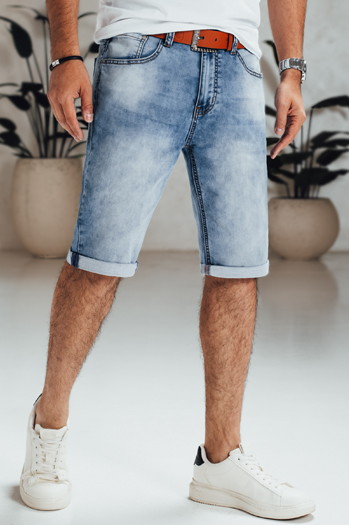 Moške modre kratke hlače iz džinsa s pasom Dstreet SX2564