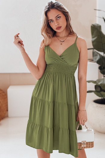 MISSBREEZE Dstreet zelena midi obleka EY2623