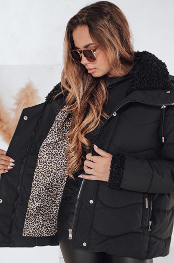 Ženska prešita zimska jakna WARMMISS s kapuco črna Dstreet TY4921