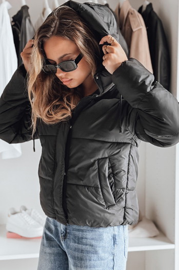 Ženska zimska jakna SNOWLIKE prešita s kapuco črna Dstreet TY4930
