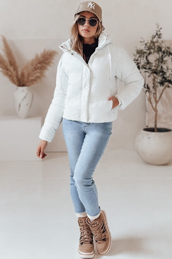 Ženska prešita zimska jakna SNOWLIKE s kapuco bela Dstreet TY4932