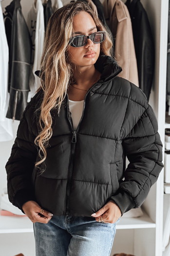 Ženska zimska kratka prešita jakna VIBEGIRL black Dstreet TY4948
