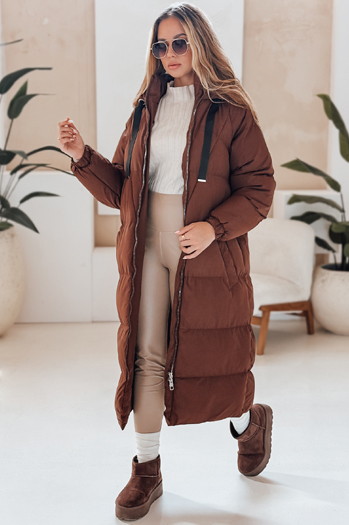 Ženska zimska dolga prešita jakna COZYSEASON rjava Dstreet TY4954