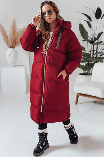 Ženska zimska dolga prešita jakna COZYSEASON maroon Dstreet TY4955