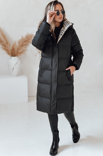 WINTERMISS ženska zimska dolga prešita jakna s kapuco črna Dstreet TY4967