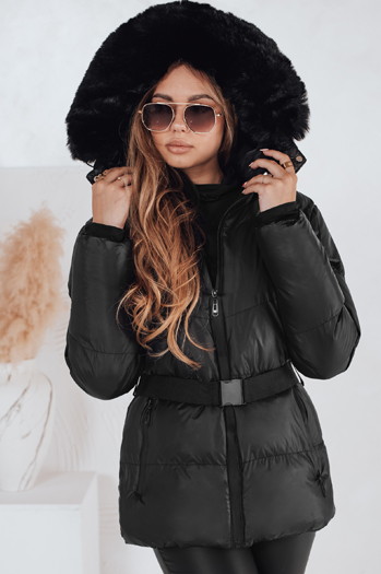 Ženska zimska prešita jakna s kapuco LOVELINA black Dstreet TY4981