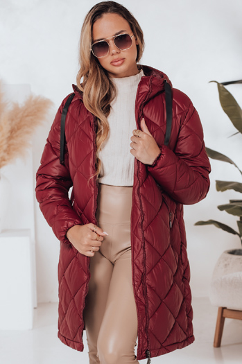 Ženska zimska bunda SNOWVIBE maroon quilted Dstreet TY4996