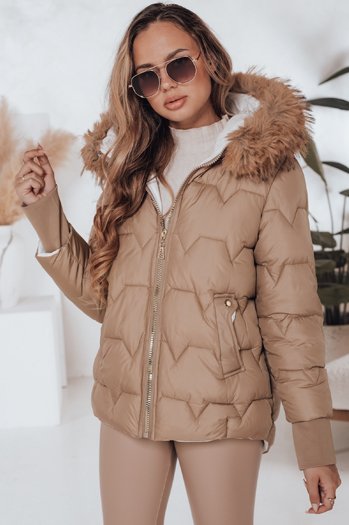 SNOWMISS ženska zimska jakna prešita bež s kapuco Dstreet TY5000