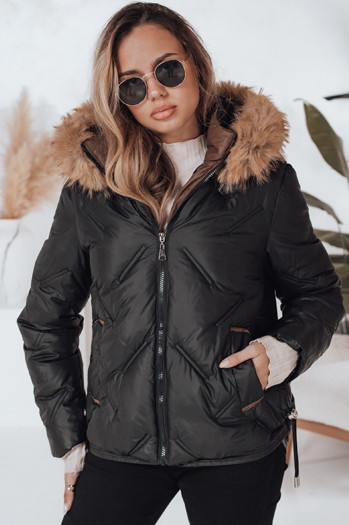 Ženska zimska jakna COLDLIKE prešita s kapuco črna Dstreet TY5001