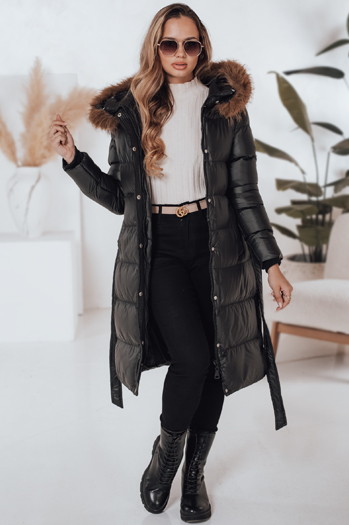 Ženska prešita zimska jakna s krznom STYLEBELLA black Dstreet TY5010