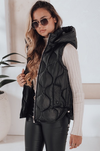 Ženski prešiti telovnik s kapuco MISSVEST black Dstreet TY5018