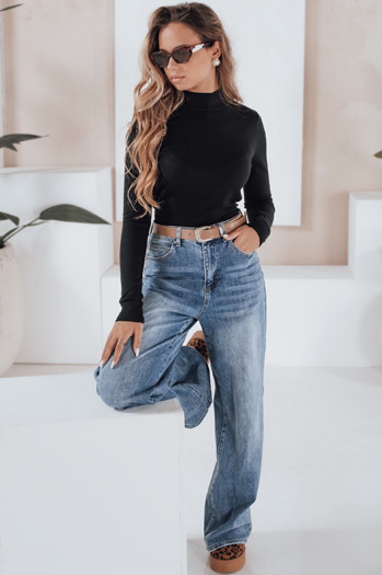 Ženski pulover z rolojem TARLENA black Dstreet MY2483