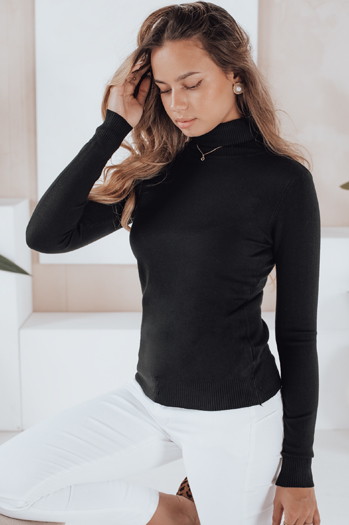 Ženski pulover z rolojem VANORIA black Dstreet MY2488