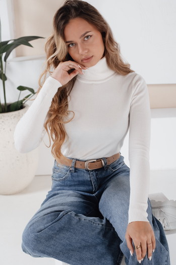 Ženski pulover z rolojem VANORIA white Dstreet MY2491