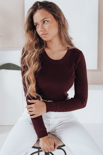 Ženski rebrasti pulover NOLVIE bordo Dstreet MY2493