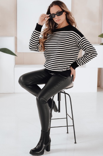 Ženski črtasti pulover ELVARA black Dstreet MY2524