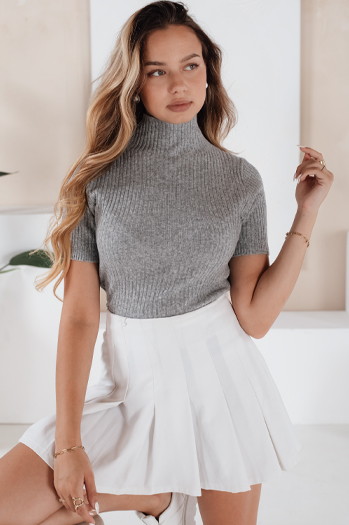 Ženski pulover s kratkimi rokavi GIRLGLORY siva Dstreet MY2551