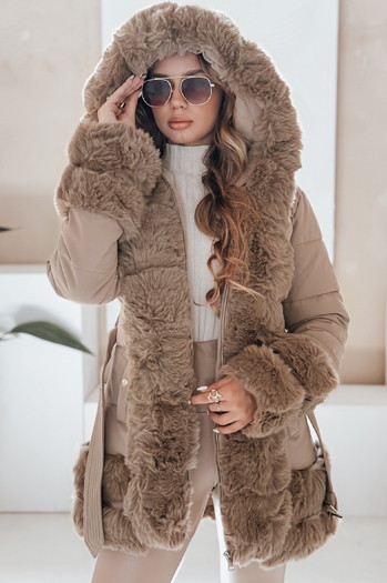 CITYGLANCE ženska zimska jakna s kameljim krznom Dstreet TY5046
