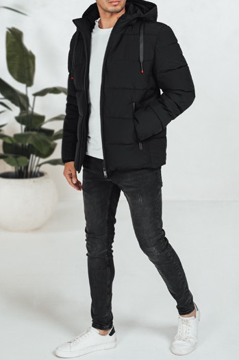 Moška prešita zimska jakna s kapuco črna Dstreet TX5060
