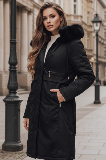 Ženska zimska jakna parka s krznom črna Dstreet TY5111