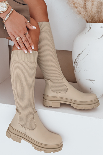 Ženski škornji z nogavicami beige Dstreet ZY1012