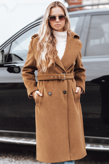 Ženski zimski plašč classic trench brown Dstreet NY0761