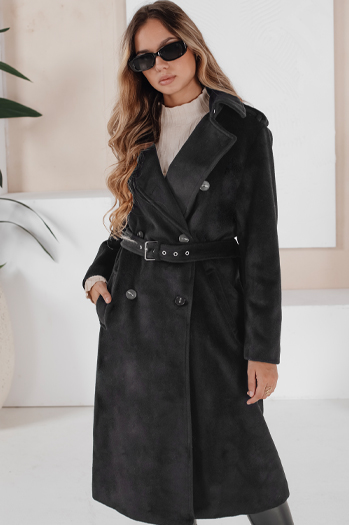 Ženski zimski plašč classic trench black Dstreet NY0762