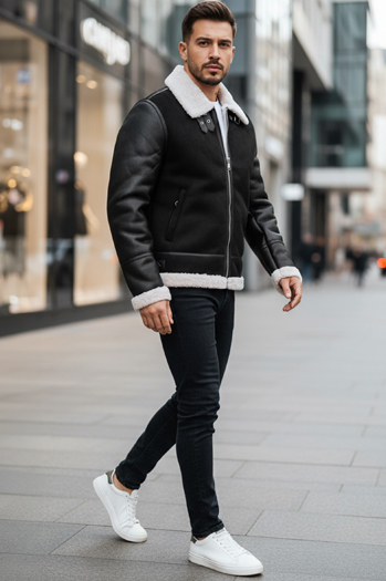 Moška usnjena jakna črna Dstreet TX5085