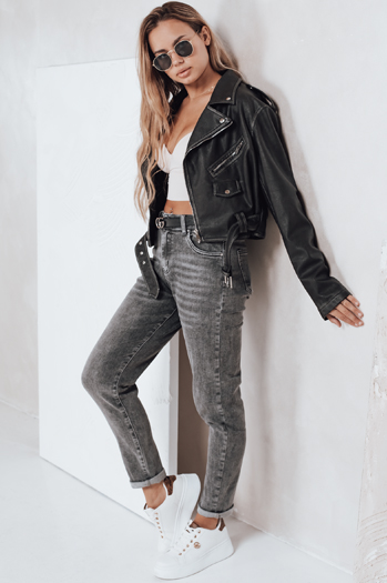 Ženske kavbojke mom fit sive barve Dstreet UY2751