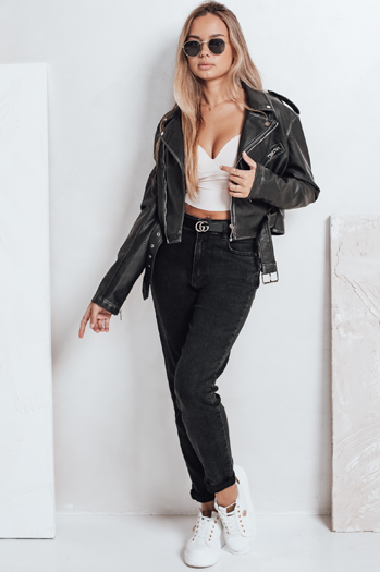 Ženske kavbojke mom fit black Dstreet UY2779