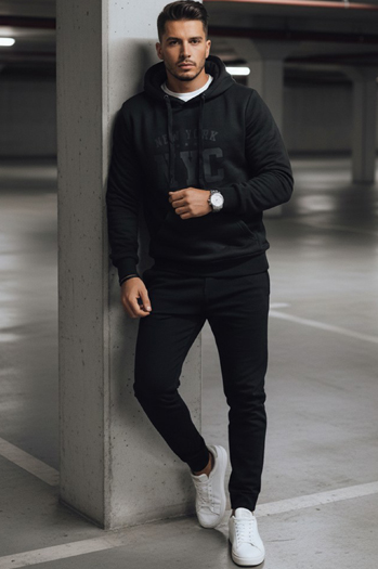 Moška izolirana majica s kapuco črna Dstreet BX5934