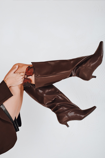 Ženski rjavi škornji Dstreet ZY1191